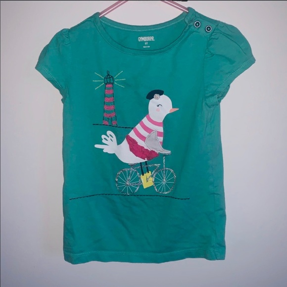 Gymboree Other - 10 for $10!!! Gymboree teal bird on a bike shirt